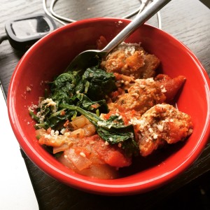 meatballs over kale