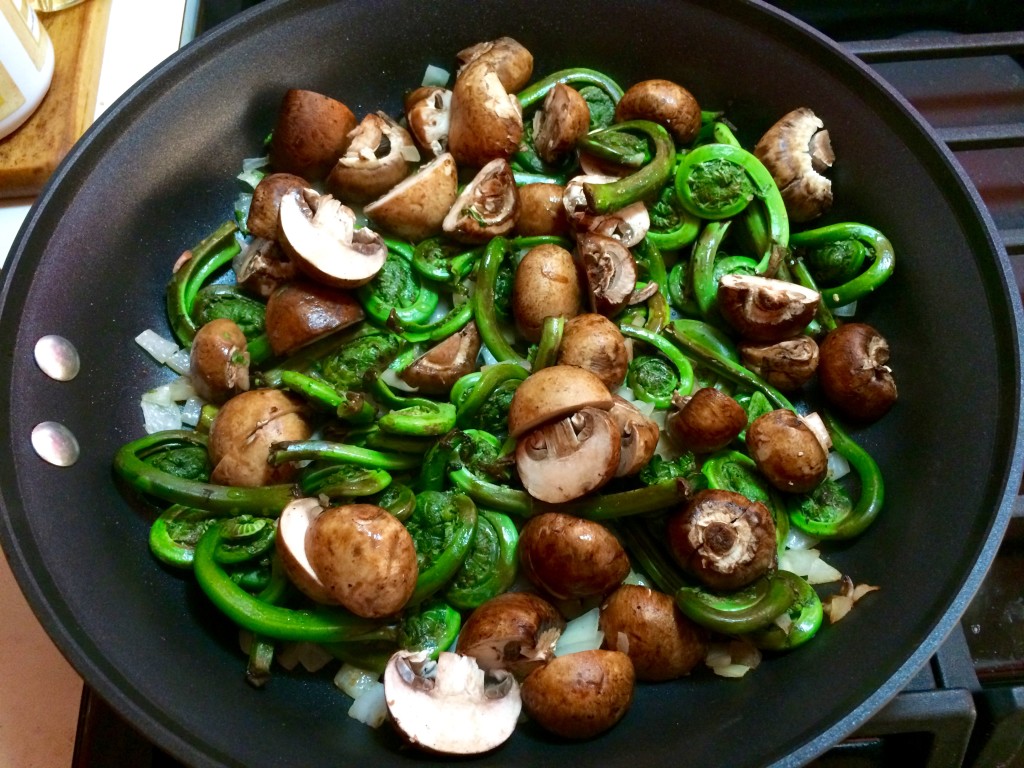 IMG 0223 1024x768 - Fiddleheads with Mushrooms