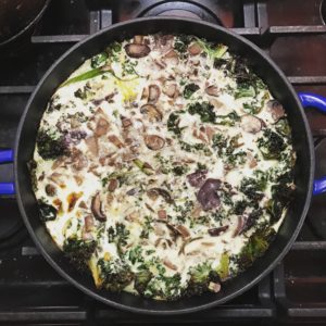 mushroom-greens-ricotta-frittata