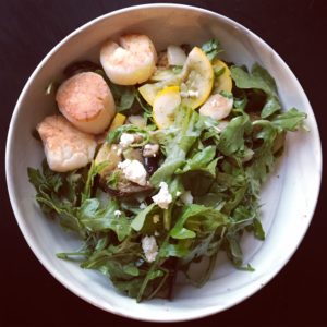scallops and salad