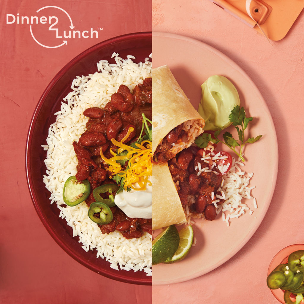 D2L Chorizo and Beef Chili Dinner to Chili Burrito Lunch 1 1024x1024 - Cook Once, Eat Twice