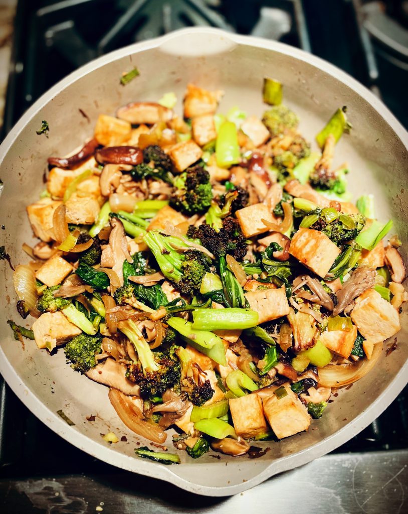 tofu stir fry 2 814x1024 - Tofu Stir-Fry With Mushrooms, Broccoli, and Bok Choy