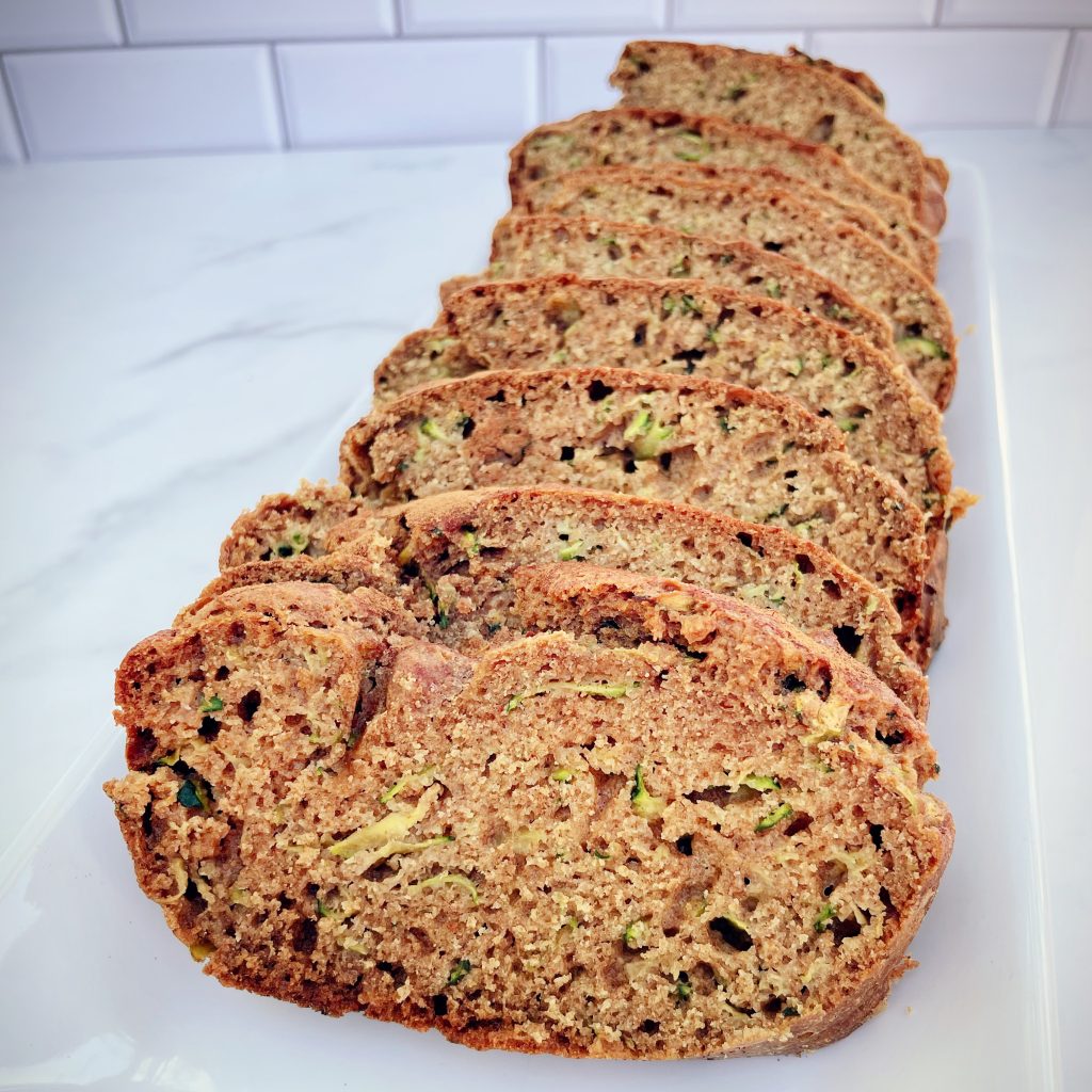 zucchini bread on counter 